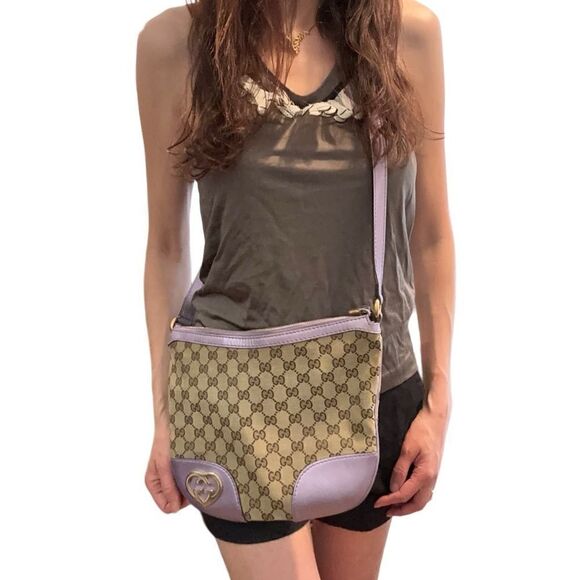 Gucci purple leather gg canvas crossbody with gold logo - Picture 4 of 10
